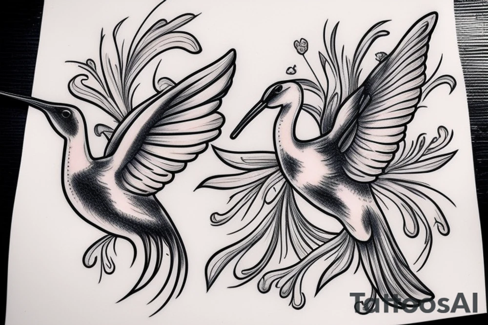 Russian Dallas with a hummingbird and swan in it tattoo idea