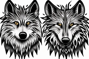 Half of a wolfs face with a cross on it that says “lonewolf” tattoo idea