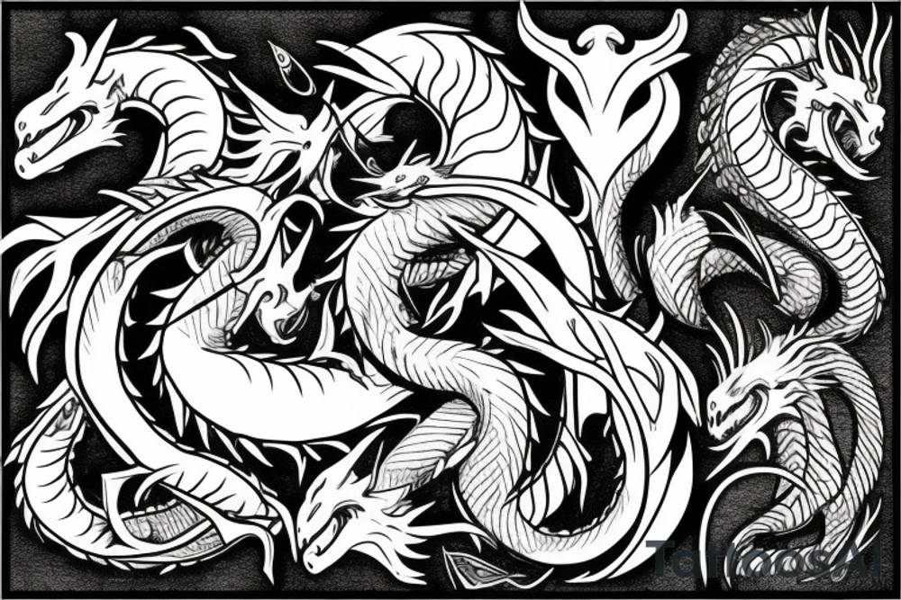 Dragon with horns tattoo idea