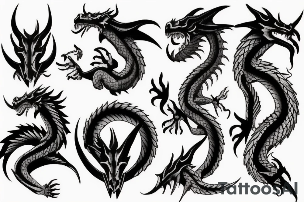 Dragon with horns tattoo idea