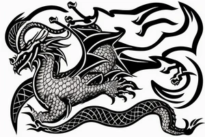 Dragon with ram horns tattoo idea