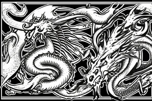 Dragon with ram horns tattoo idea