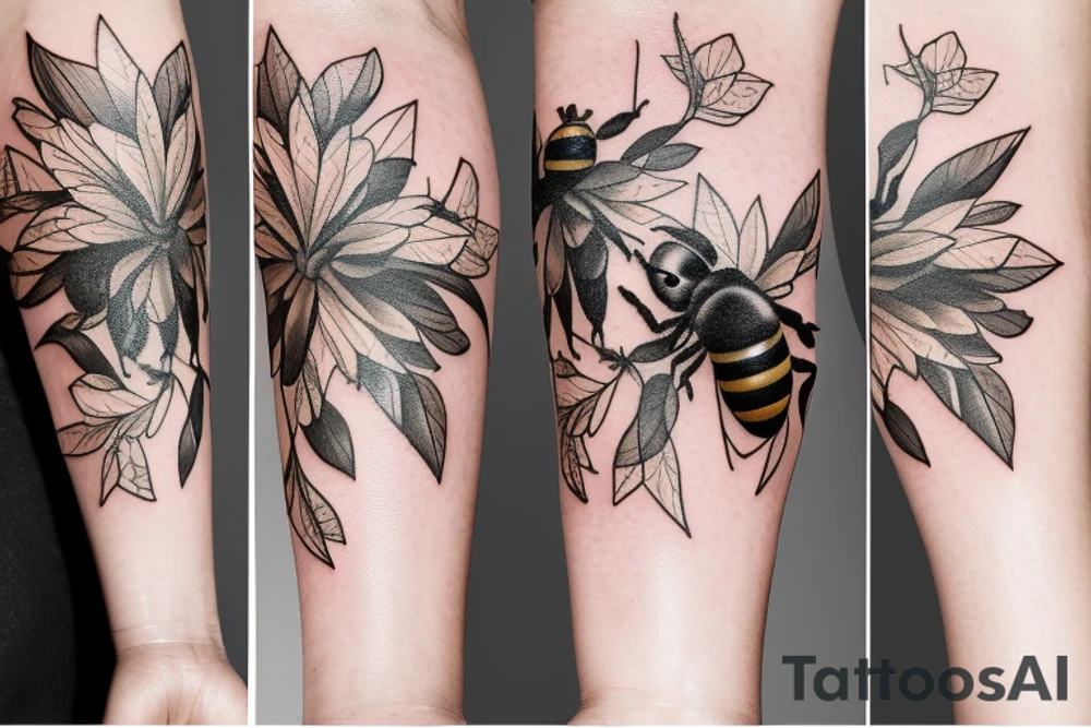 a bee in the style of vintage botanical. tattoo idea