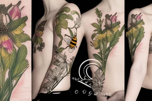 a bee in the style of vintage botanical. tattoo idea