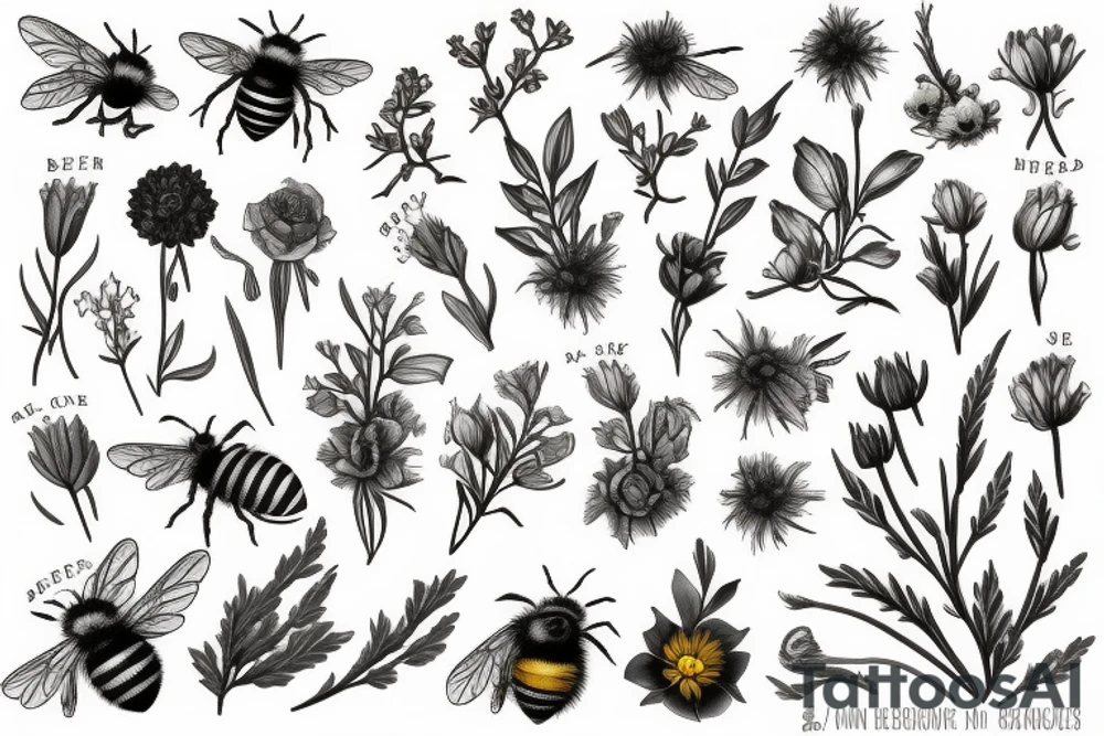 a small bee in the style of vintage botanical. no other flowers or other elements. tattoo idea