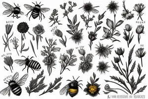 a small bee in the style of vintage botanical. no other flowers or other elements. tattoo idea