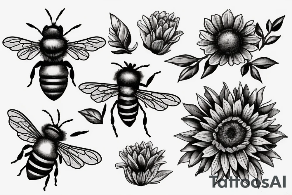 a small bee in the style of vintage botanical. no other flowers or other elements. tattoo idea