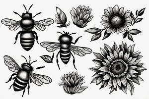 a small bee in the style of vintage botanical. no other flowers or other elements. tattoo idea