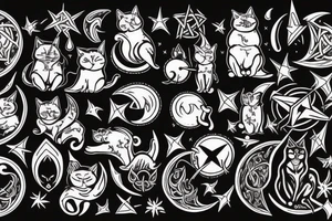 cat, witch, witchcraft, moon, magic, fantasy, mystic, pentagram, Hecate, dark, spell, ritual tattoo idea