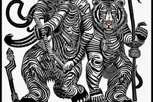 Hindu god Parushrama wielding an axe, with a tiger tattoo idea