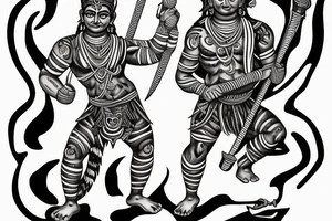 Hindu god Parushrama wielding an axe, with a tiger tattoo idea