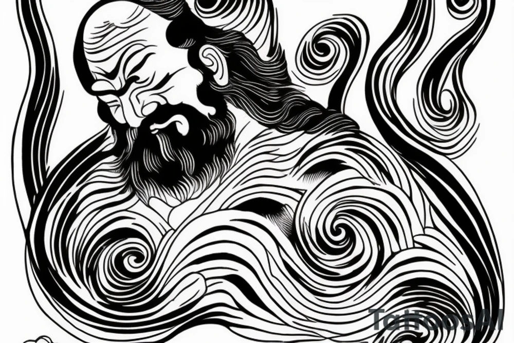 bodhidharma, in waves of water tattoo idea