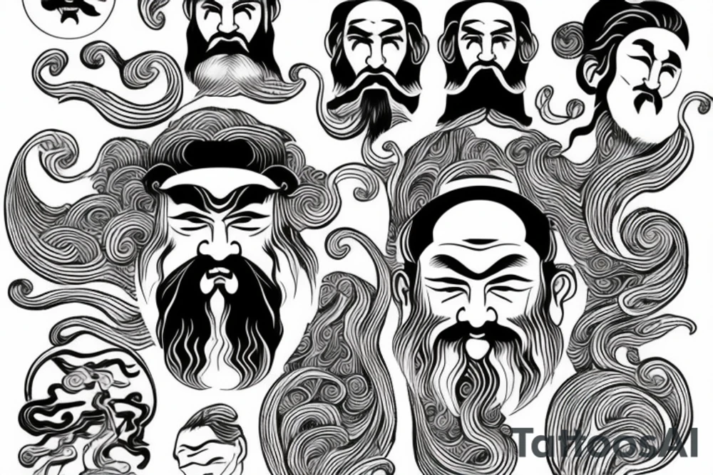 bodhidharma, in waves of water tattoo idea