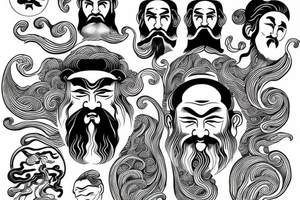 bodhidharma, in waves of water tattoo idea