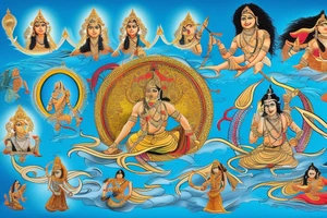 Hindu style Mahabharata, in waves of water tattoo idea