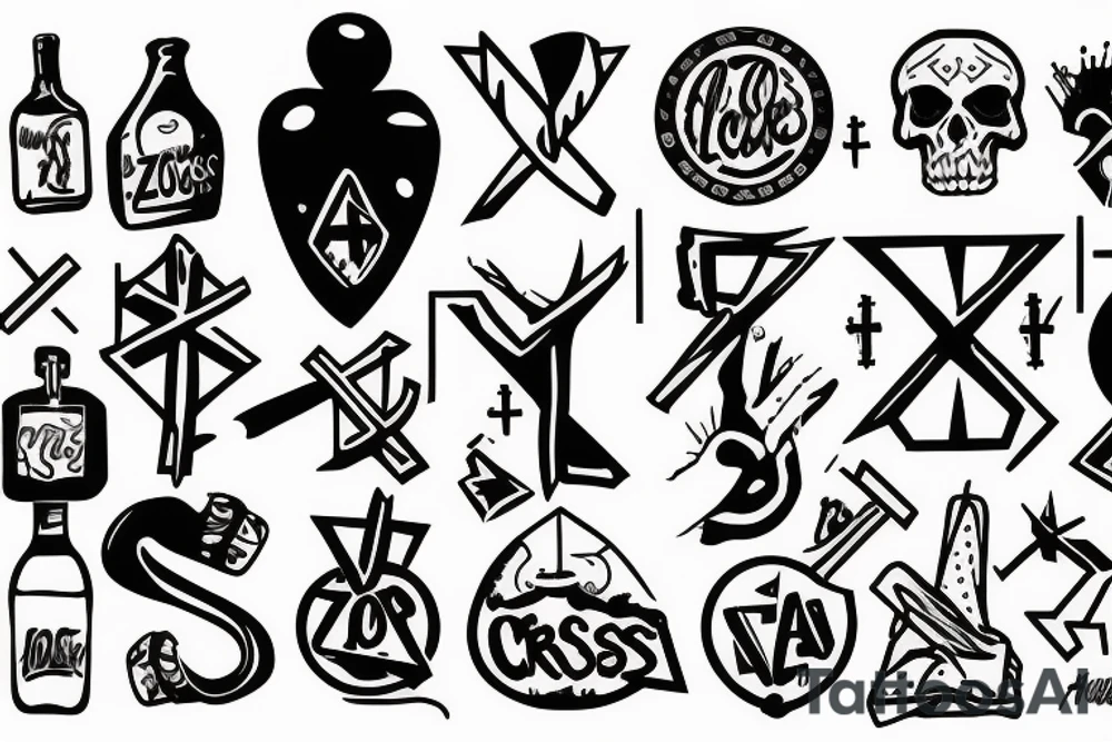no crosses, no zeros, no alcoholics tattoo idea