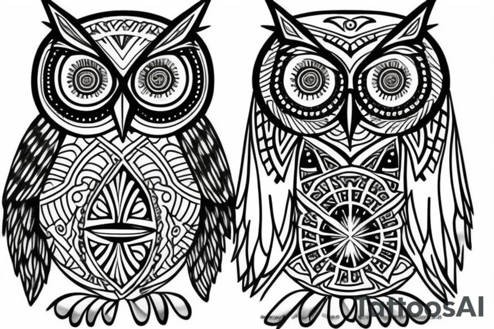 geometric owl mandala tattoo idea