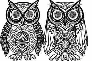 geometric owl mandala tattoo idea
