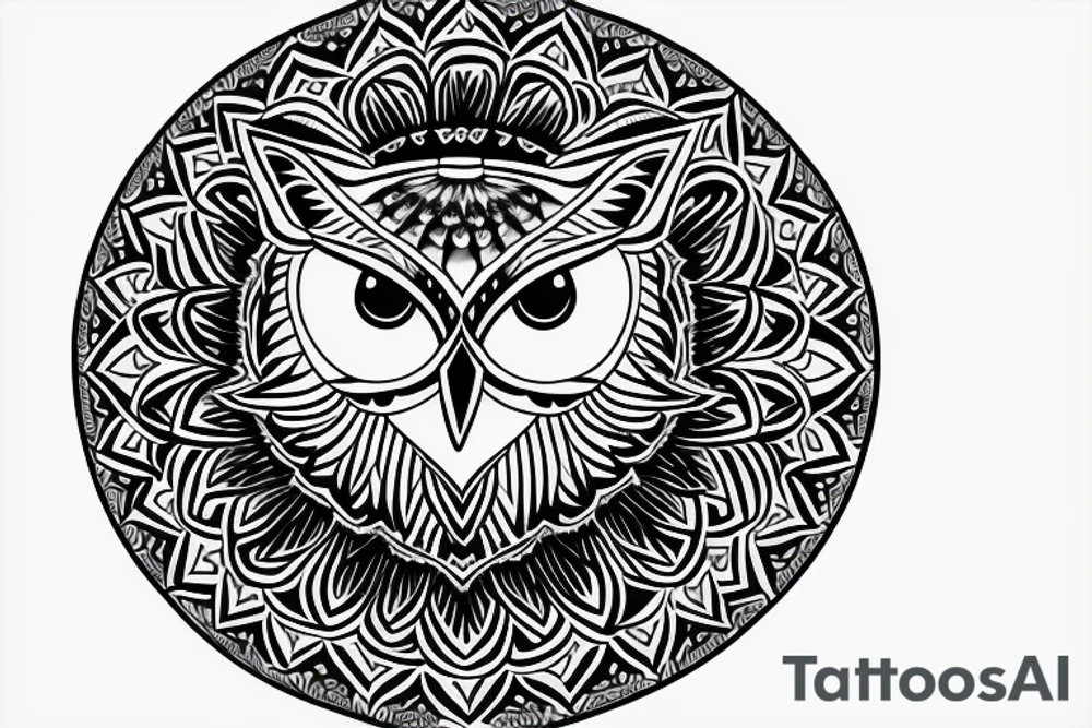 geometric owl mandala tattoo idea