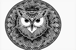 geometric owl mandala tattoo idea