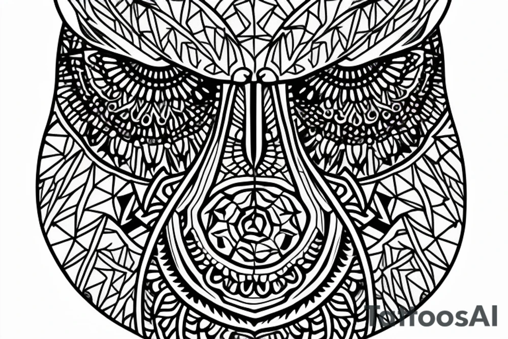 geometric owl mandala tattoo idea