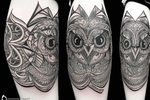 geometric owl mandala tattoo idea