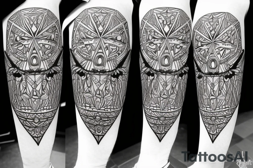 geometric owl mandala tattoo idea