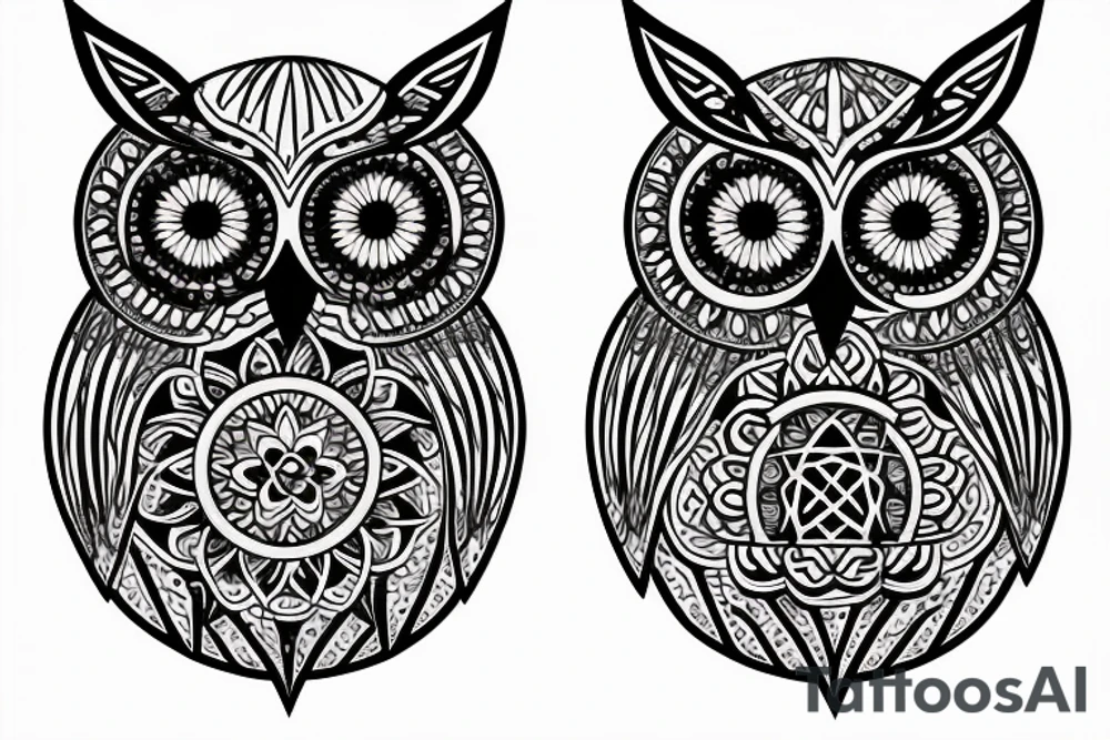 geometric owl mandala programming tattoo idea