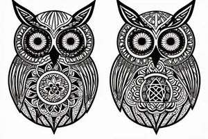 geometric owl mandala programming tattoo idea