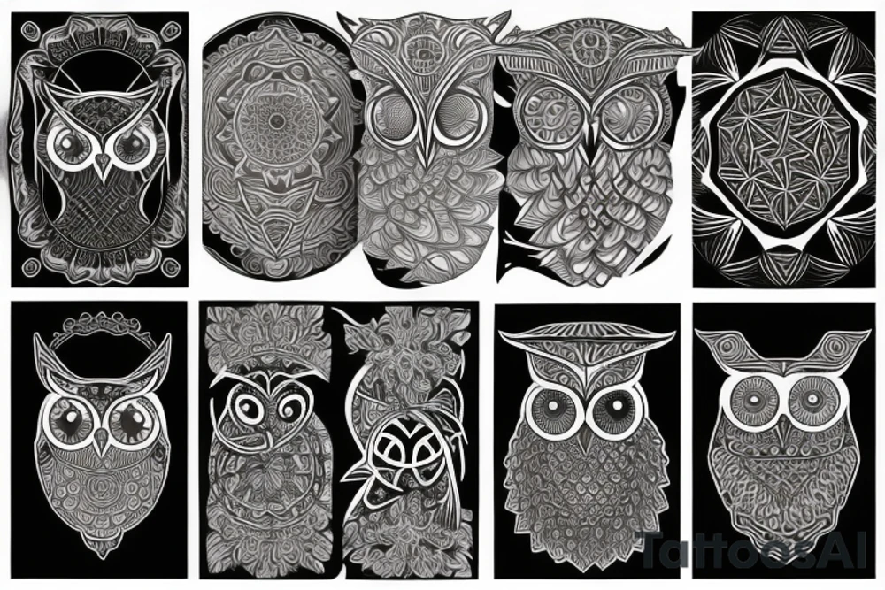 geometric owl mandala programming tattoo idea