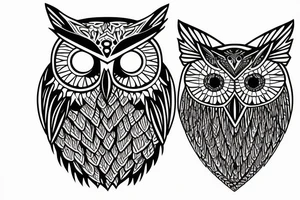 Geometric owl tattoo incorporating a tree and the york minster tattoo idea