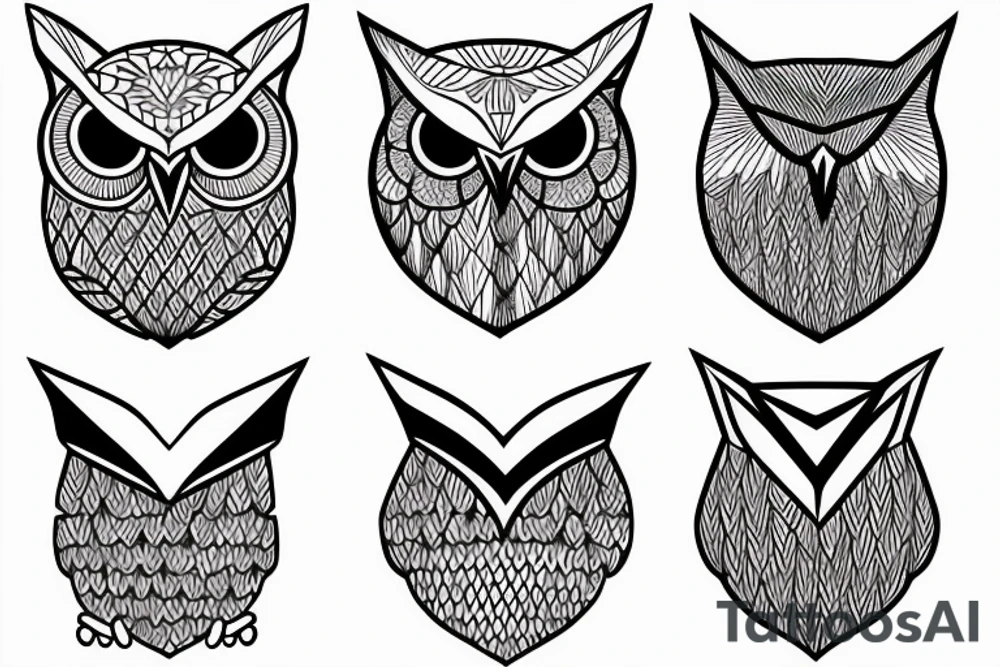 Half Geometric owl tattoo tattoo idea
