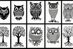 owl and tree tattoo idea
