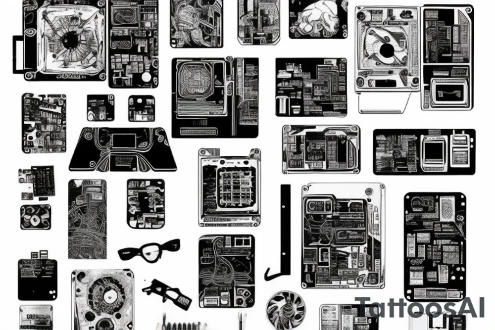 Motherboard, circuit board, power lines tattoo idea
