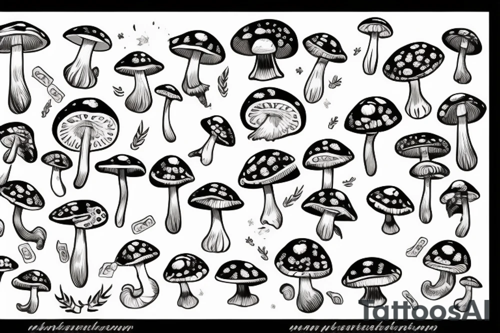 Mushroom character holding money tattoo idea