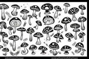 Mushroom character holding money tattoo idea