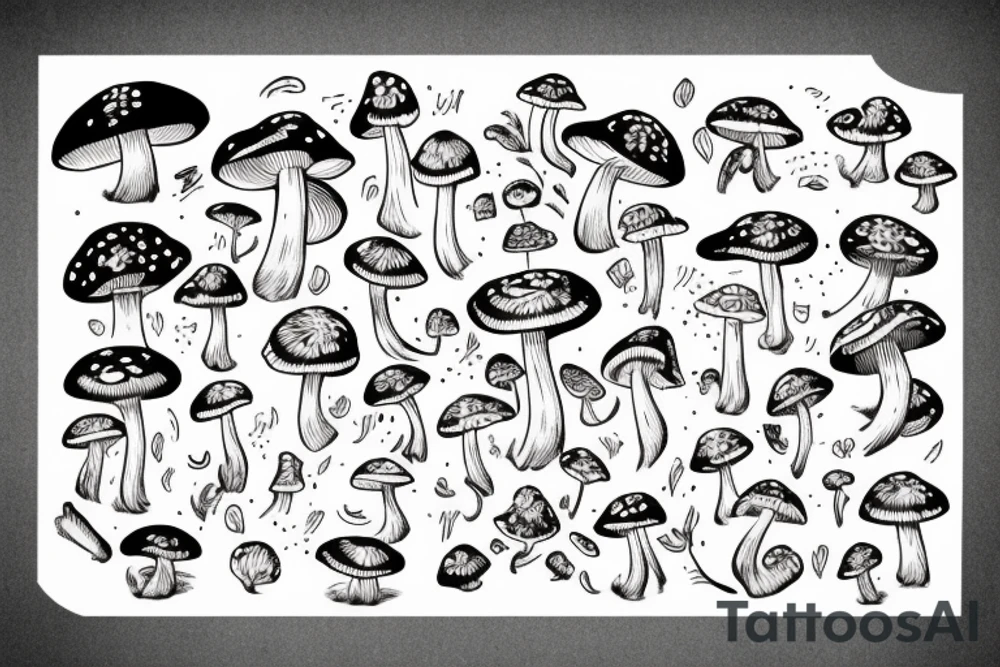 Mushroom character holding money tattoo idea