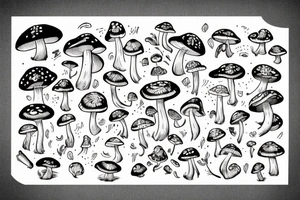 Mushroom character holding money tattoo idea