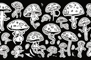 Cute Human-Mushroom character holding money tattoo idea