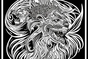 Combination archangel with lion, maybe  maori tattoo idea