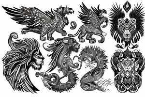 Combination archangel with lion, maybe  maori tattoo idea