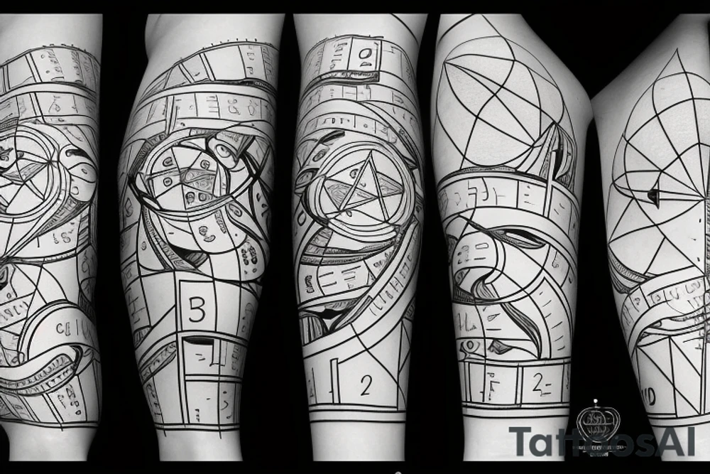 logic brain math straight lines tattoo idea
