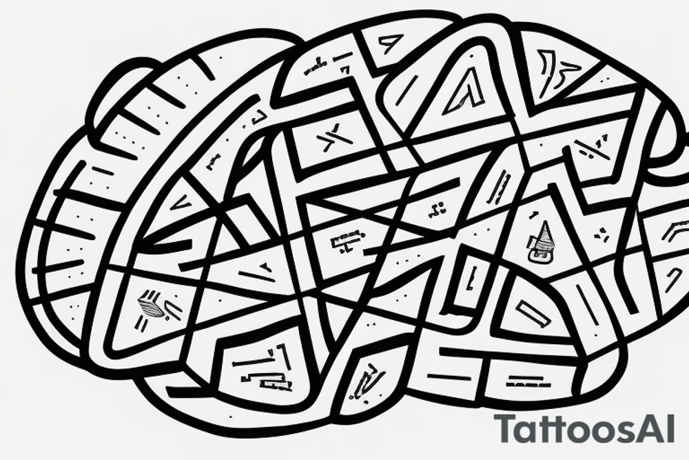 logic brain math straight lines code text tattoo idea