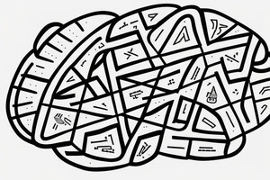 logic brain math straight lines code text tattoo idea