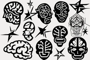 logic brain math straight lines code text tattoo idea
