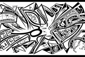 logic brain math straight lines code text digital tattoo idea