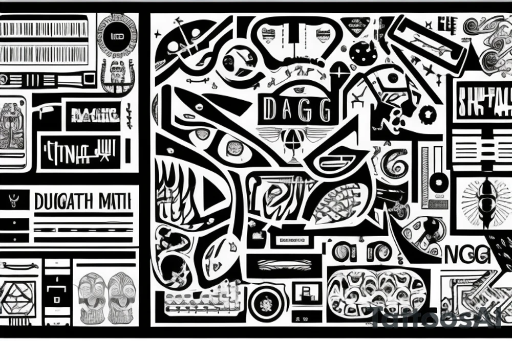 logic brain math straight lines code text digital tattoo idea