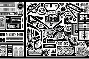 logic brain math straight lines code text digital tattoo idea