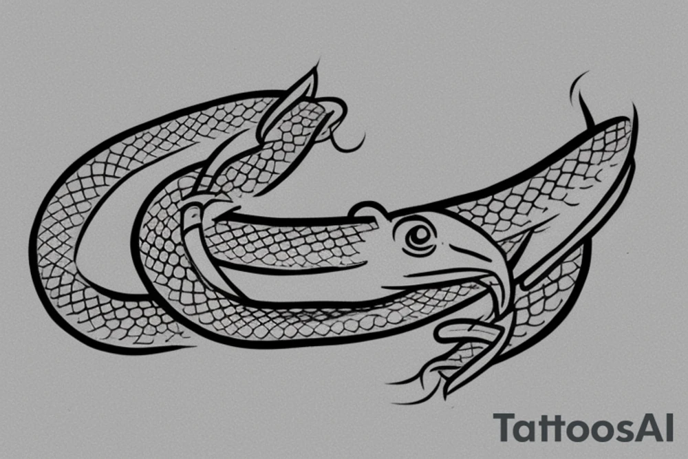 simple eel design in ouroboros tattoo idea