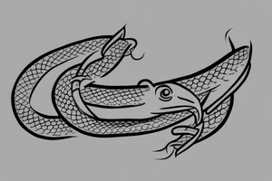simple eel design in ouroboros tattoo idea